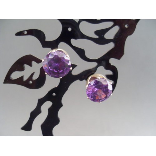 Cercei bijuterie argintii cu cristal violet