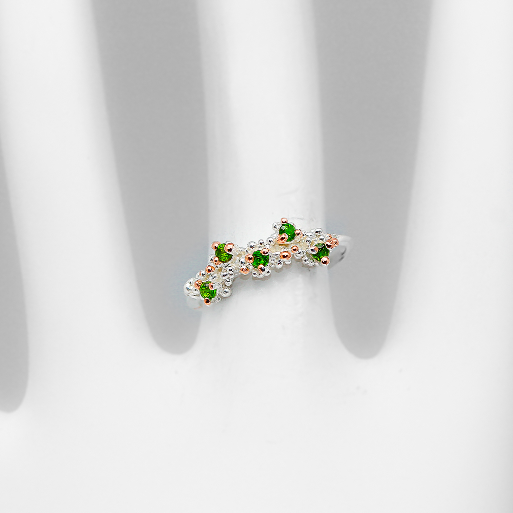 Inel bijuterie din argint 925 cu crom diopsid, 7 - imagine 2