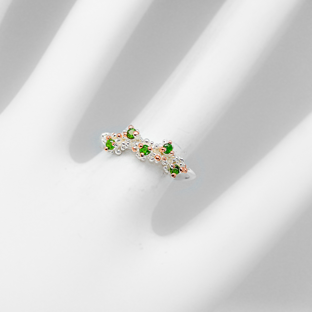 Inel bijuterie din argint 925 cu crom diopsid, 7 - imagine 3