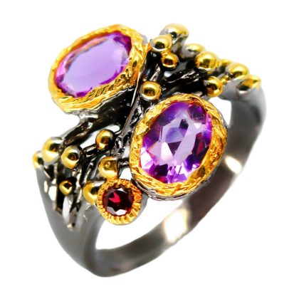 Inel din argint 925 cu ametist si granat, 7