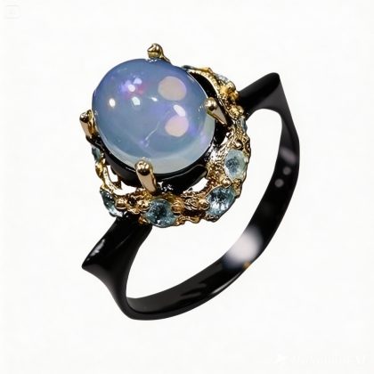 Inel argint 925 cu opal si topaz, 8.25