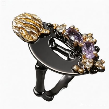 Inel argint 925 cu ametist si topaz, 6