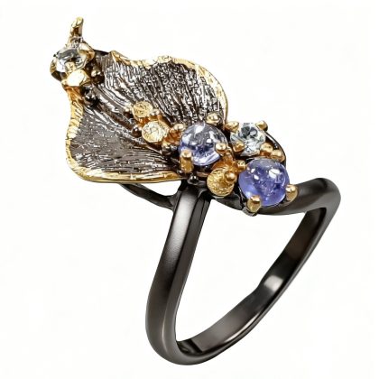 Inel argint 925 cu tanzanit si topaz, 7.5