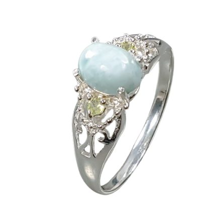 Inel argint 925 cu larimar si peridot, 8