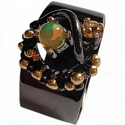 Inel argint 925 cu opal si citrin, 7.5